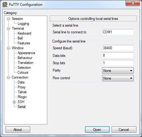 Linux putty serial