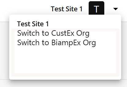 Org selection dropdown menu