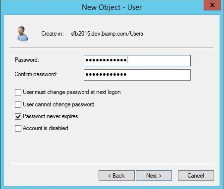 New Object - User Password