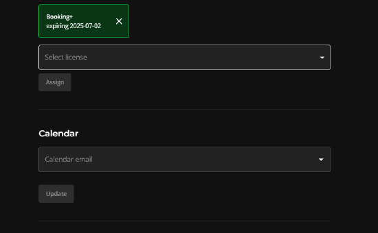 The calendar integration section of the sub-location booking settings screen.
