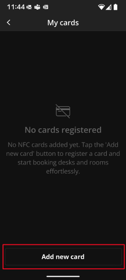 Tap New Card button