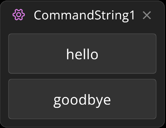 Command String example. Options are configured in Tesira software