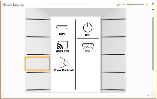 The Button with an orange box highlight indicating it is selected and ready to receive a new function assignment.