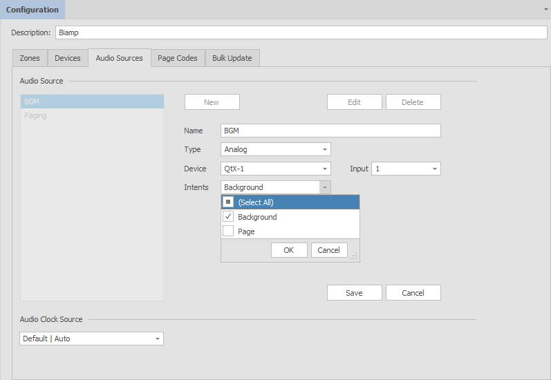 Configuration - Audio Sources