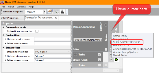 AVB MAC address in Riedel AVB Manager