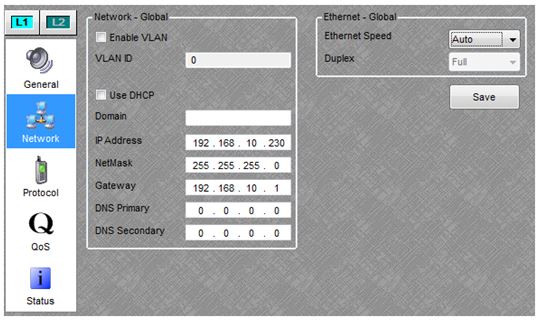 VoIP-2 Network Settings