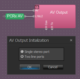 AV Output block initialization window
