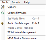 Fig 4a - Tools menu showing TTS-1 Voice Management Interface.png