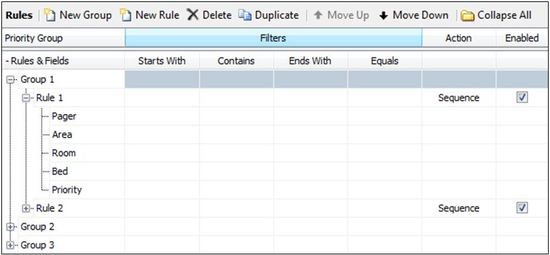 An image of three groups displaying rule 1 for group 1.