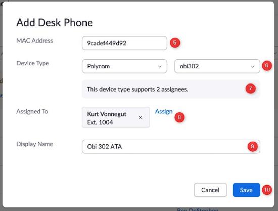 Setting phone details